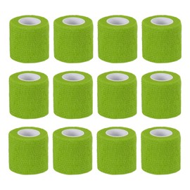PATIKIL 2" x 177" Self Adhesive Bandage Wrap, 12 Pcs Elastic Self Breathable Self Adherent Wrap Tape for Stretch Athletic Sports Wrist Ankle Outdoor Tape, Light Green