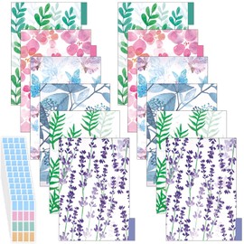 12 PCS Binder Index Dividers, A5 Floral Planner Binder Dividers Plastic Insertable Page Tab Translucent Binders Divider Index with 10PCS Tabs Stickers for 6 Rings Notebooks Diary Journal Planner