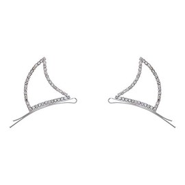 Rhinestone Devil Horns Bobby Pin Clips (Silver/Silver)