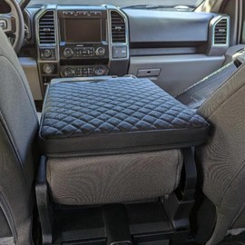 TGKUD F150 Center Console Cover Compatible with 2015-2024 Ford F150 Accessories, 2017-2024 F250 F350 F450 with 40/20/40 Jump Seat, Anti-Scratch Leather Armrest Protector (Jump Seat Only)