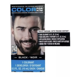 For Men Black For Him Mustache, Beard & Sideburns 5 Min. Brush In Color Gel