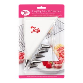 Tala Icing Bag Set with 6 Nozzles, Scraper and Brush