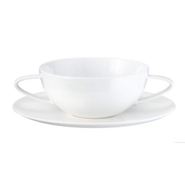 ASA 1991013 Á Table 2 handled ceramic soup cup with saucer, 13.0 x 13.0 x 5.60cm glossy white