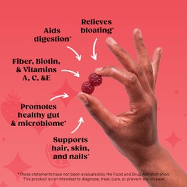 Bellway Super Fiber Gummies + Beauty – Sugar Free Fiber Supplement with Biotin & Vitamins A C E – Supports Digestive Health, Skin, Hair & Nails - 60 Count