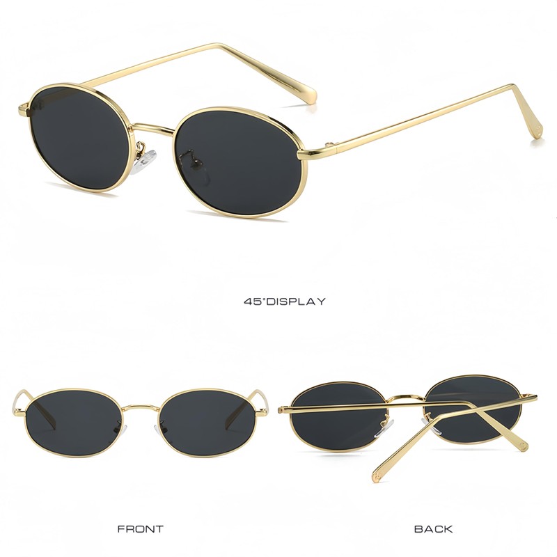 WDZAYXC Retro Oval Sunglasses for Men and Women, Gold/Grey