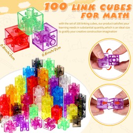 Jenaai 100 Pcs Linking Cubes Back to School Plastic Counting Cube Translucent Counting Block Snap Math Cube Math Manipulative for Homeschool Preschool Classroom Teacher Supplies Stem Activities