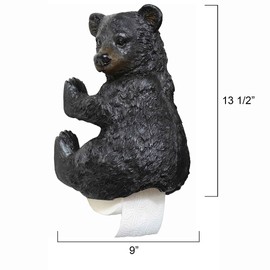 Black Forest Décor - Bear Cub Toilet Paper Holder for Home, Cabin, Lodge, Bathroom - Wood Resin - 9" W x 7 3/4" D x 13 1/2" H