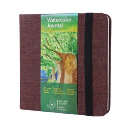 tumuarta Square Watercolor Journal, 300 GSM, 25% Cotton, 21x21 cm, Cold Press, 24 Sheets, Acid Free, Micro-Perforated, Watercolor Paper Notebooks for Use As Travel Sketchbook and Mixed Med (Brown)