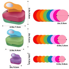 GeeRic 3pcs Perforadora de papel de forma redonda, Manualidades de papel Perforadoras para Manualidades para Manualidades, álbumes de Recortes, Proyectos Hechos a Mano(Color Aleatorio）