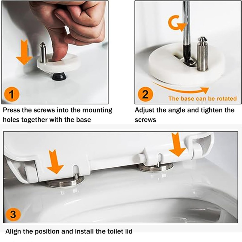 YQkangzhu 4 Pcs Toilet Seat Hinge Fixing, Quick Release Top