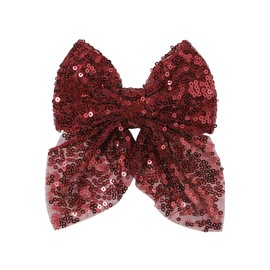 Koolgil Girl's Lovely Fashion Sequins Big Bowknot Hair Clips for Travel Party Festivals Photography (Burgundy)
