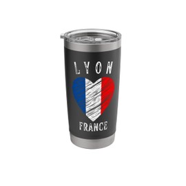 France Flag Heart Lyon City Stainless Steel Insulated Tumbler