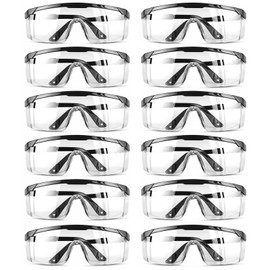 Jicyor 12 Pack Safety Glasses Scratch Resistant Antifog Impact Resistant Protective Glasses Safe Fit Adjustable Workplace Goggles with Scratch Resistant Lenses Blue for Construction Laboratory