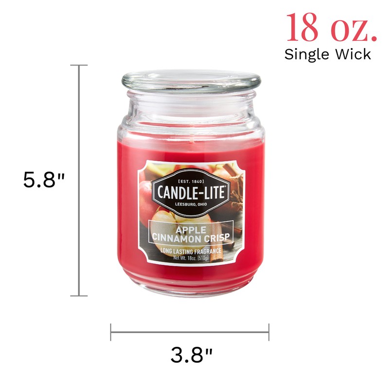 Candle-lite Scented, Apple Cinnamon Crisp Fragrance, One 18 oz. Single-Wick