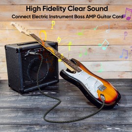 FEMORO Instrument Cable 10 ft, Electric Guitar Cable 22AWG AMP Cord, 1/4 Inch Audio Chord 6.35mm TS Straight Guitar Cords Support Bass Amplifier AV Receiver Piano Keyboard Mixer Microphone