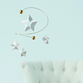 Starry Night 4 Mobile with 4 Hanging Stars - f163a - 10 inches - Handmade in Denmark by Flensted