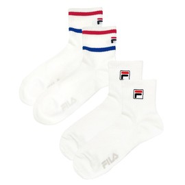 Fila Crew Socks, Set of 2, Brand, Logo Socks, Simple, Toe Durable, Antibacterial, Odor Resistant, Sweat Absorbent, 9.8 inches (25 cm), 10.2 inches (26 cm), 10.6 inches (27 cm), White 2 Pairs, 2 pairs