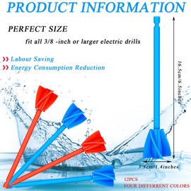 12 Pieces Epoxy Mixer Attachment for Drill Helix Paint Mixer Reusable Paint Stirrers Drill Attachment for Resin for Jewelry Resin Casting Molds (Red, Blue)