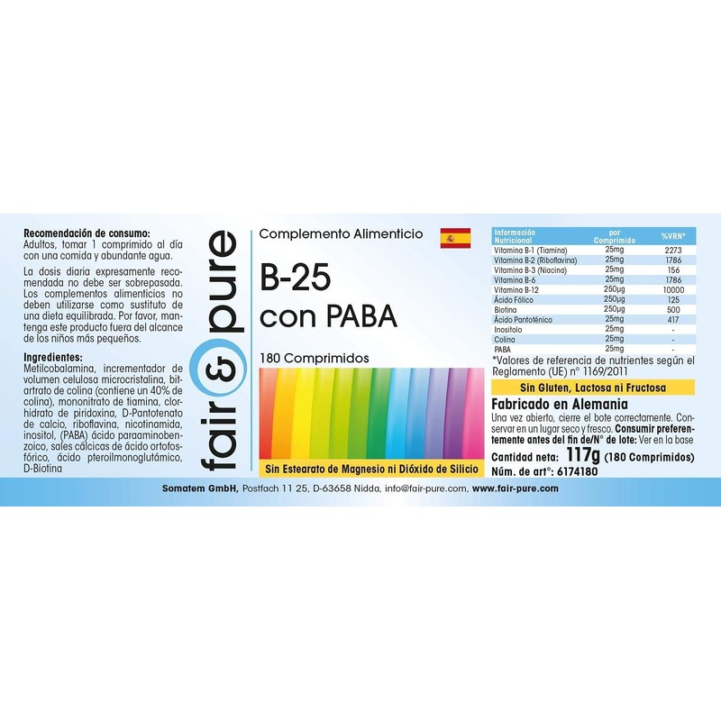 Fair & Pure Vitamin B-25 with PABA, 180 Tablets, Vitamin