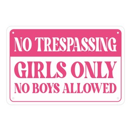 Girls Only Sign, Pink No Trespassing Girls Only No Boys Allowed Room Wall Decor, Girls Cave Bedroom Dormitory Door Wall Hanging Decoration, 11.8x 7.8 inch