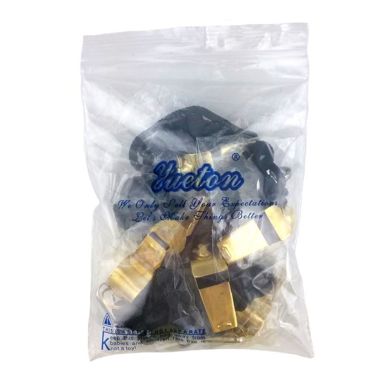 yueton Copper Loud Sport Coach Emergency Whistles with Lanyard, Pack
