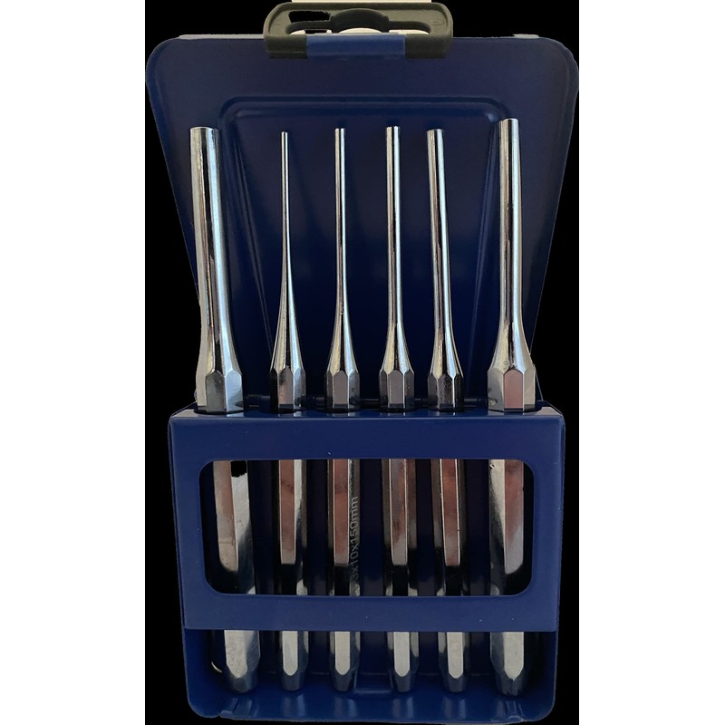 6 Piece Parallel Pin Punch Electroplated Chrome Vanadium Steel (CRV)