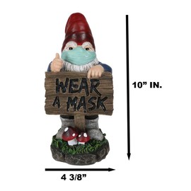 Ebros Gift Whimsical Holiday Novelty Health Freak Mr Gnome Wearing Blue Mask and Holding 'Wear Mask' Sign Figurine Fantasy Travelling Gnomes DIY Fairy Garden Home Decor