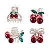 Leadigol Cherry Small Hair Claw, 4PCS Mini Crystal Cherry Hair