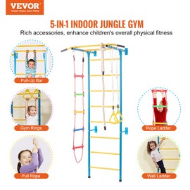 Wall Gym for Kids 5 in 1 Steel Indoor Kids Gym for Exercise Climbing Toys - 5-in-1 package
