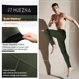 Muezna Men's Thermal Top and Bottom Set Underwear Long Johns Base Layer with Soft Fleece Lined Olive Green