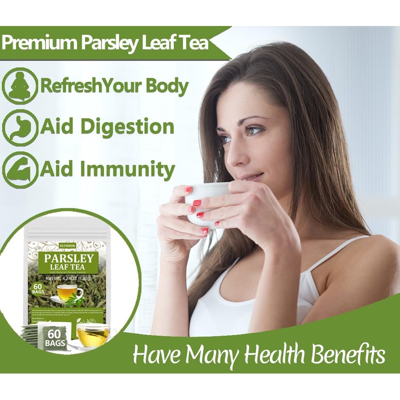 Premium 60 Parsley Tea Bags, Made with 100% Natural Parsley