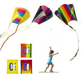 TSHAOUN Pack of 3 Children's Kites, Portable Rainbow Kite with Long Colourful Tails, Single Line Kite for Beginners, Stunt Kite Beginners Flight Kite for Games and Outdoor Activities (3 Pieces)