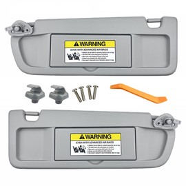 Pair of Left and Right Sun Visors with Clips and Screws for Honda Civic 2006 2007 2008 2009 2010 2011 Light Gray Sun Shade Replacement