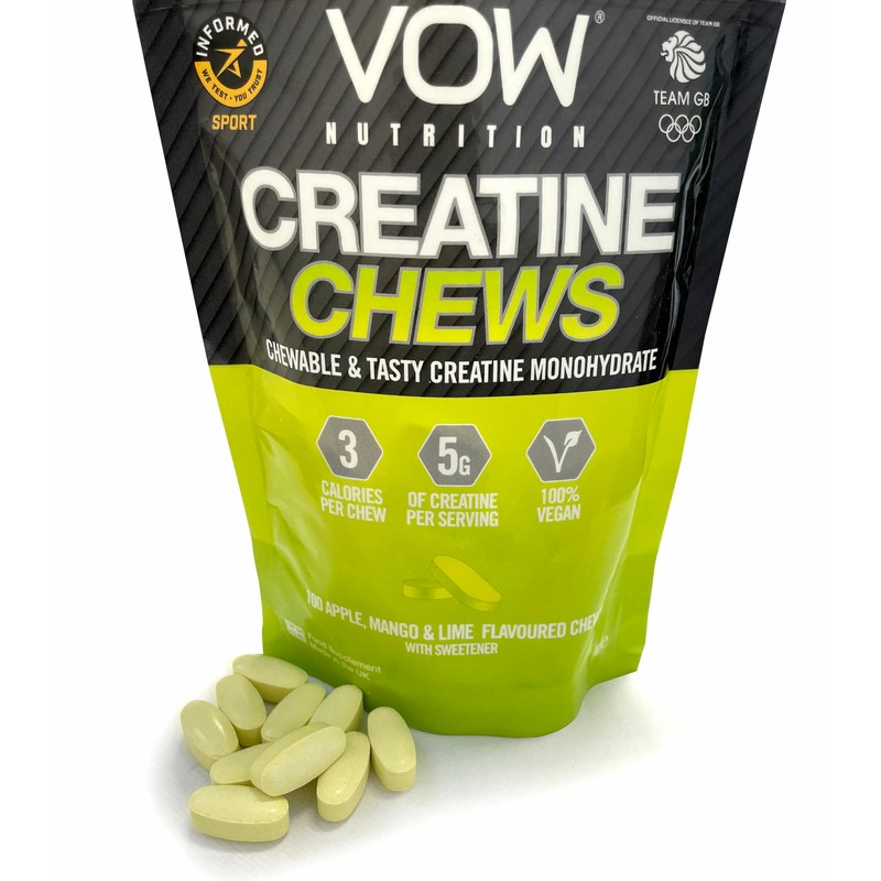 VOW Nutrition Creatine Chews,100 Flavoured Chews, Creatine Monohydrate, Convenient &