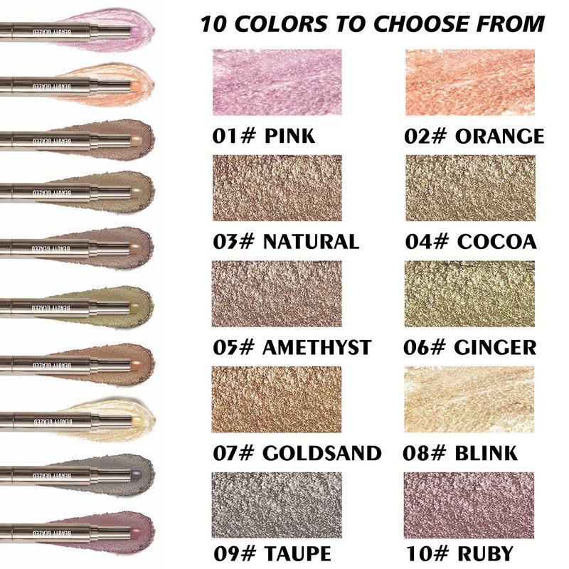 Pearlescent Eyeshadow Stick Double-Headed Monochrome Eye Shadow Pen Waterproof Eyeshadow