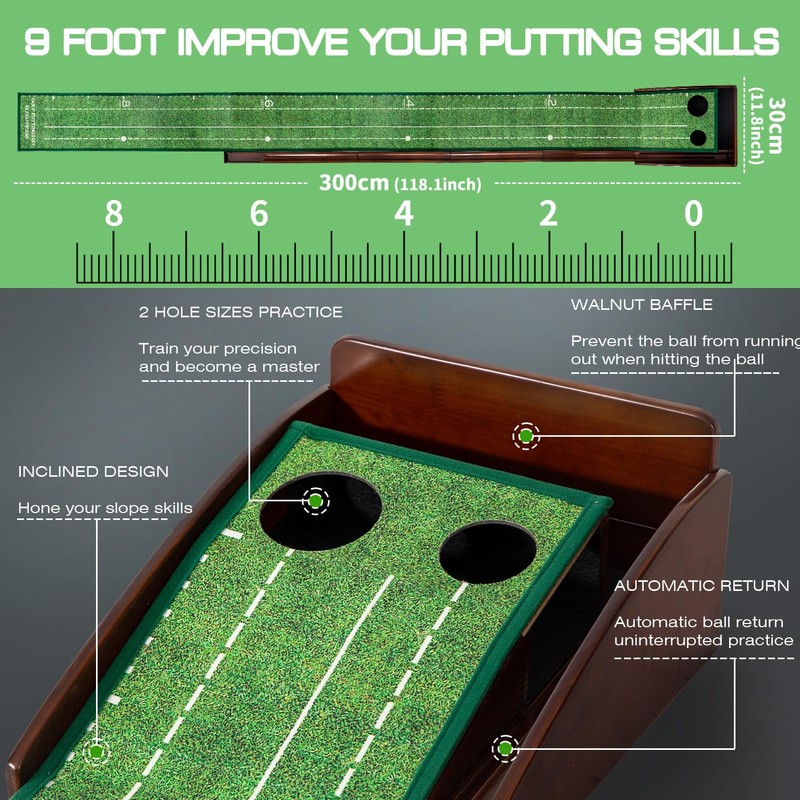 Eleko Meyar Golf Putting Mat, Portable Indoor Putting Green, includes