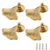 SPDYCESS 4 PCS Ginkgo Leaf Shape Kitchen Drawer Knob, Gold