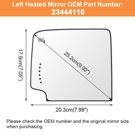 Senzeal Driver Side Heated Mirror Upper Tow Mirror Glass Replacement for Chevy Silverado 1500 GMC Sierra 1500 2014-2017 Silverado 2500 3500 HD 2015-2017 Replaces 23444110 (Left Side)