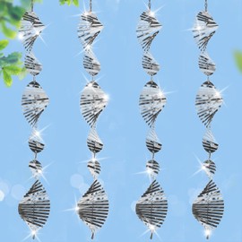 4PCS Bird Deterrents for Outside, Reflective 3D Stainless Steel Wind Spinners, Garden Decor, Bird Scare Devices to Keep Woodpeckers, Pigeons Away from Your House, Patio, Orchards