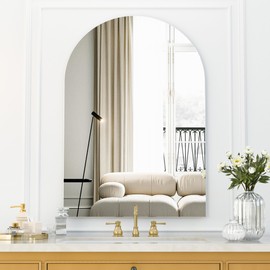 Antok Arch Frameless Bathroom Mirror, 20"x28" Wall Mounted Mirror for Bathroom, Frameless Vanity Mirror for Bedroom, Entryway, Living Room