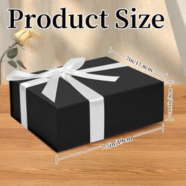 Conchpeople Gift Box 1 Pack, 7.8x7x3.1 Inches Gift Box with Magnetic Lid for Presents,Small Gift Boxes with Ribbon for Valentine's Day, Wedding Birthdays Present, Graduation Storage (Black)