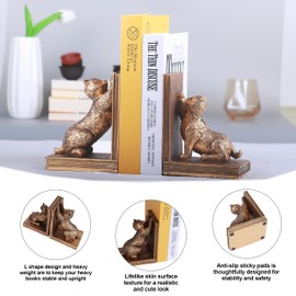 Book Ends for Shelves to Hold Books Heavy Duty,Decorative Bookend for Bookshelf Décor,Cute Animal Cat Book Stopper Cat Statues for Home, Office Desk Decoration,1pair