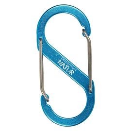 moses Expedition Natural S-Carabiner | Dimensions approx. 4 cm x 9 cm x 0.6 cm | Double Clip Function | Made of Stainless Steel with Aluminium Alloy
