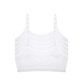 Donella Training Bra for Teen Girls - Cotton Crop Cami for Girls Bralette 5-Pack, Age: 12-15, White, 14-15 Years