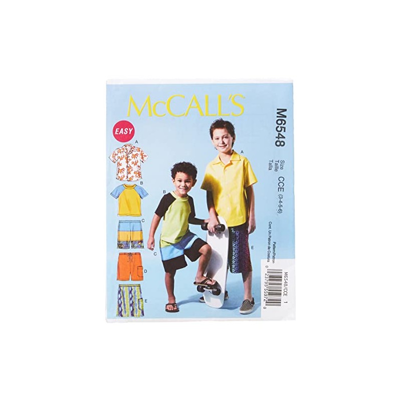 McCall's Patterns M6548 Size CCE 3-4-5-6 Children's/ Boys' Shirt, Top