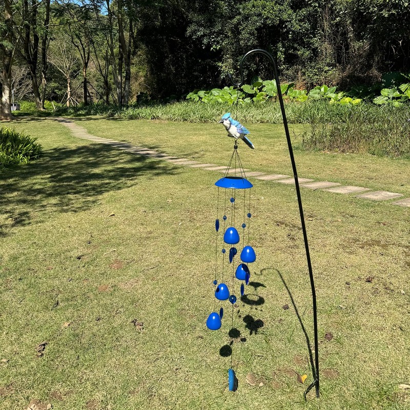 Gardenvy Blue Jay Bird Wind Chimes with Bells, Large Unique