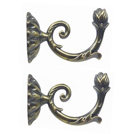 Ailejia - 1 par de alzapaños de cortina de metal montado en la pared, color sólido, simplicidad, diseño de gancho de corona europea, soportes de cortina (bronce)