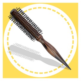 Scarlet Line Professional Sanyo Maple Wood Anti Static Round Hair Brush with Pointed Handle for Hair Sectioning for Men and Women, Brown Color