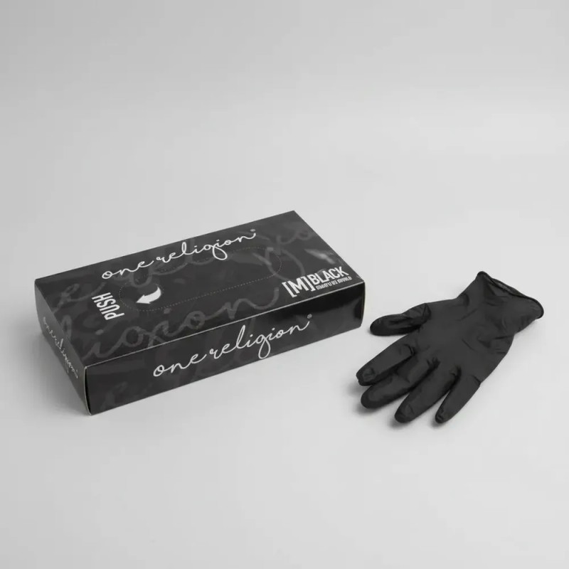 Guantes Desechables One Religion De Nitrilo Negro 100pzs