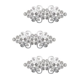 WANDIC Cape Closure Clasps, 3 Pieces 6.3 cm Silver Cape Clips with Rhinestones, Vintage Snap Pullover Buttons for Clothing, Sweater, Scarf